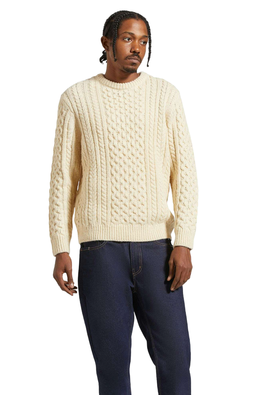 Pull en maille torsadée style pêcheur classique - Avoine