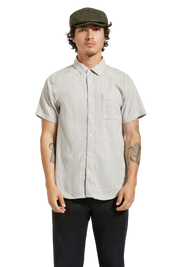 Charter Stripe S/S Woven Shirt - Off White/Cinder Grey