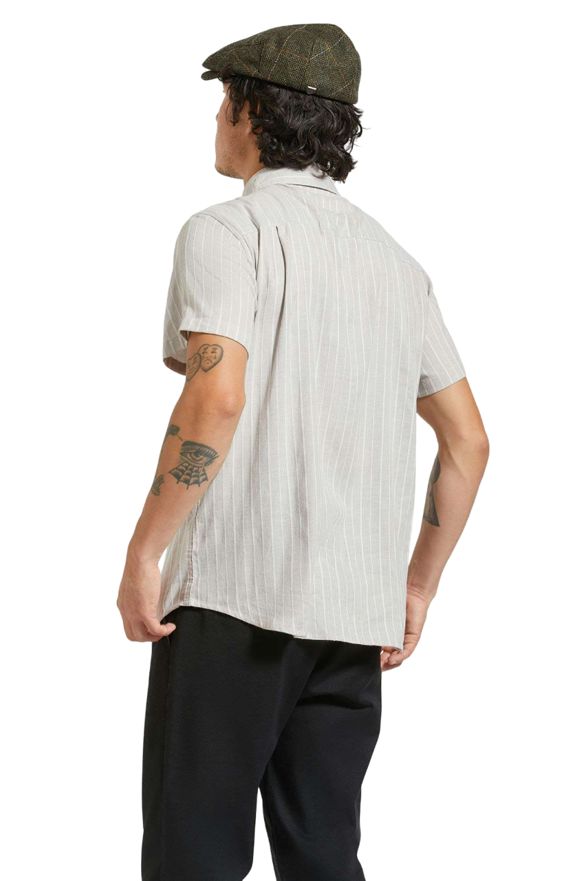 Charter Stripe S/S Woven Shirt - Off White/Cinder Grey
