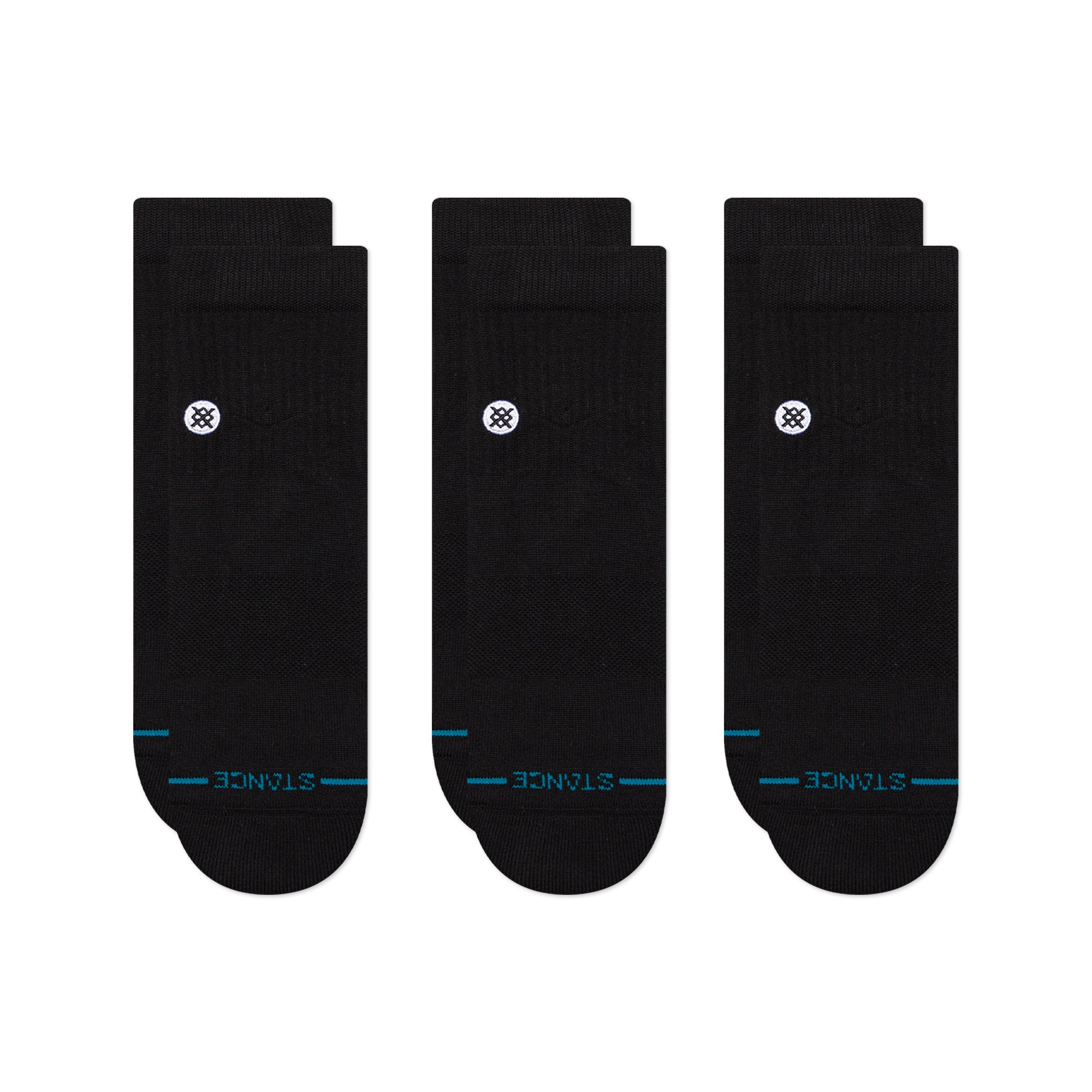 Icon Quarter Socks 3 Pack - Black