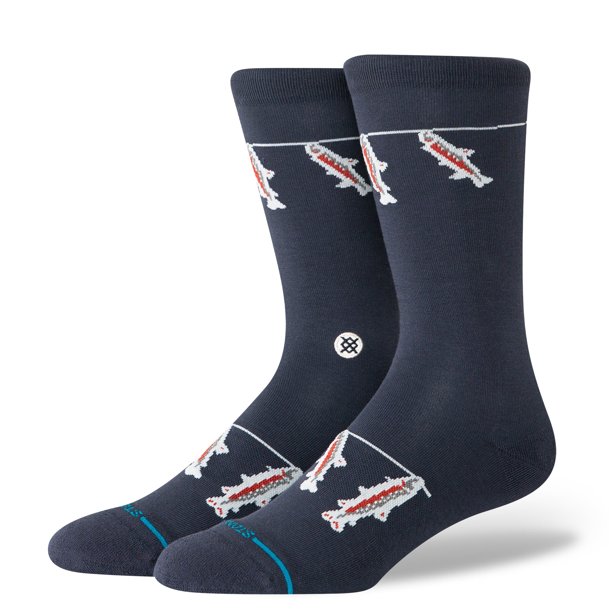 Gone Fishin Crew Socks - Navy