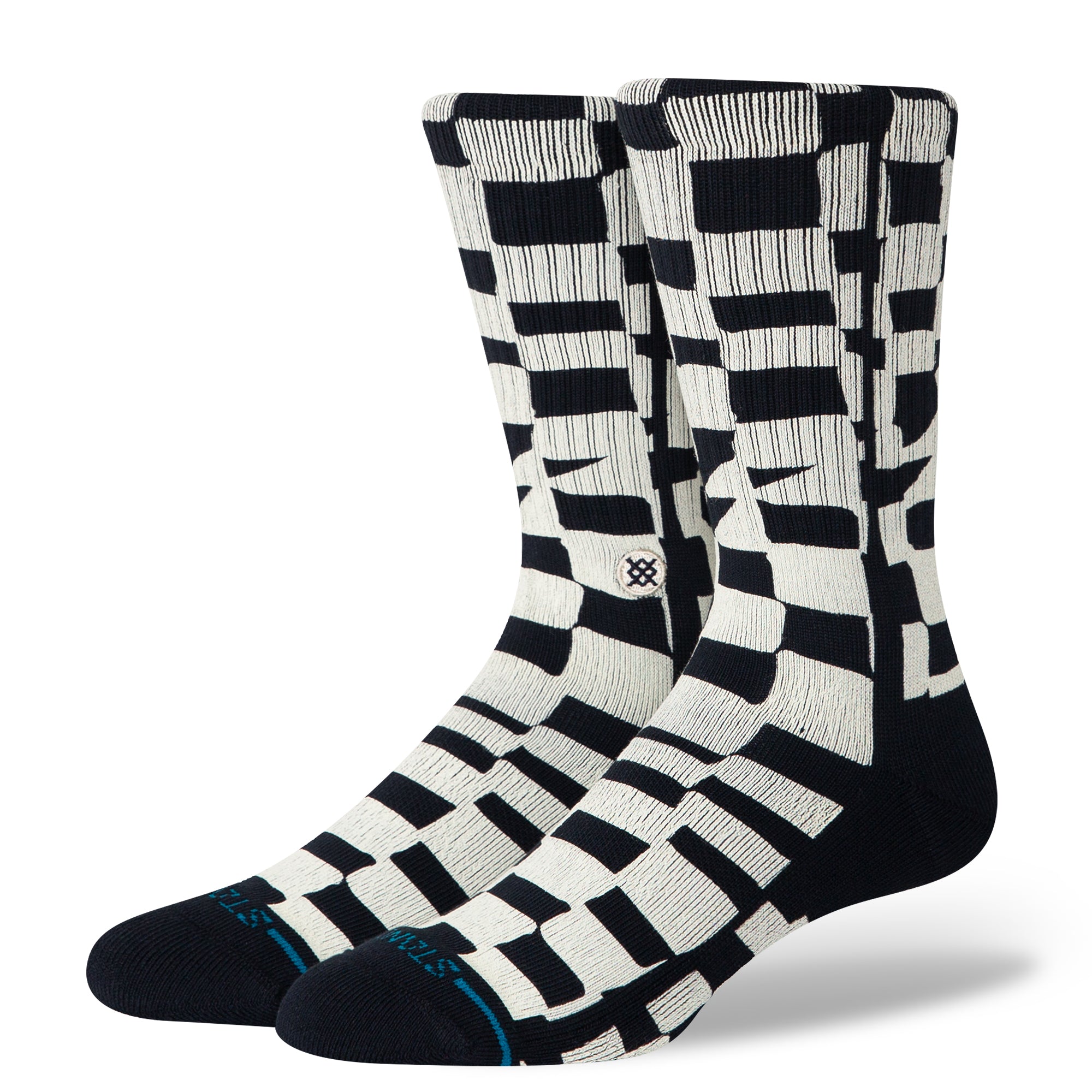 Wave Check Crew Chaussettes - Noir