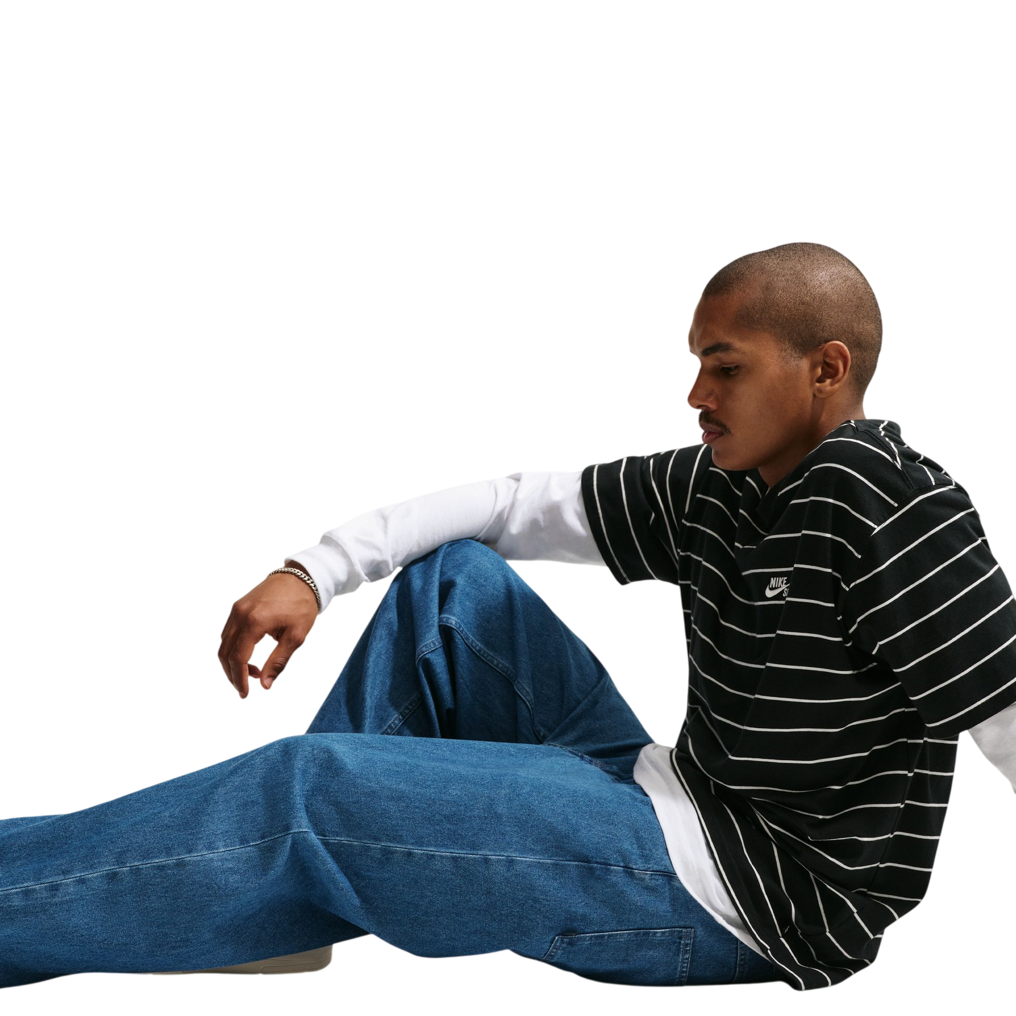 Pantalon de Skate en Denim Coupe Ample - Bleu Français
