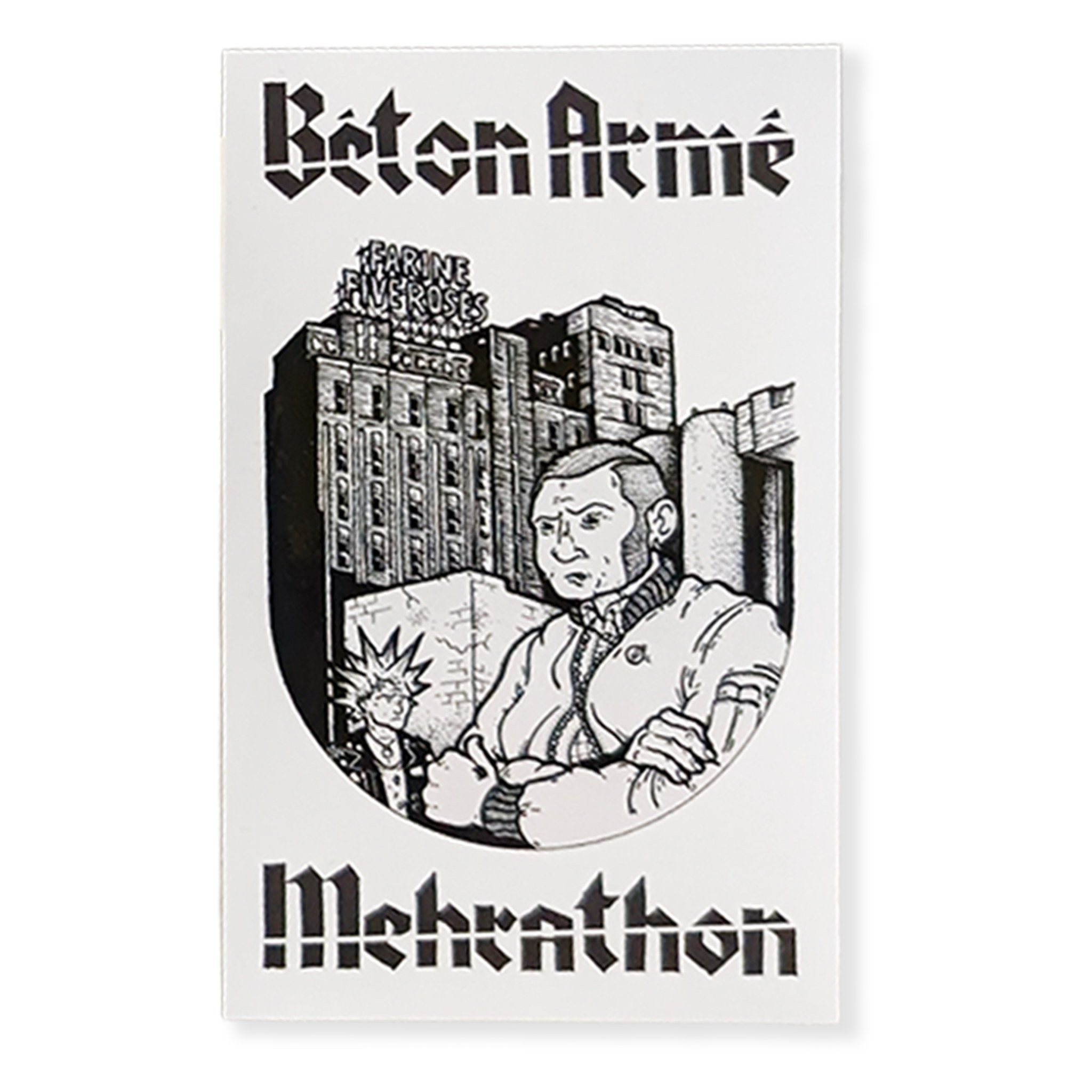 Mehrathon x Béton Armé Paquet d'autocollants Smash Racism - Noir/Blanc
