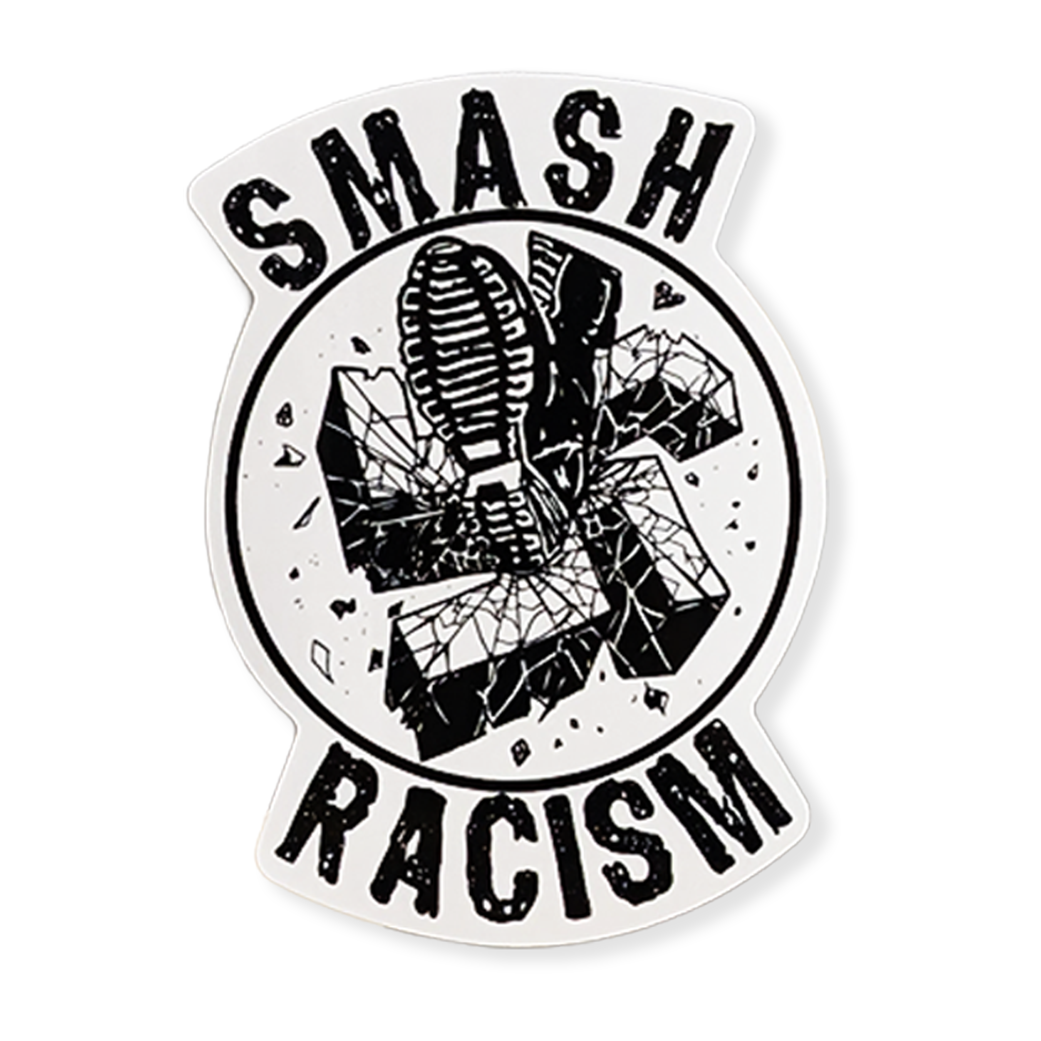 Mehrathon x Béton Armé Paquet d'autocollants Smash Racism - Noir/Blanc
