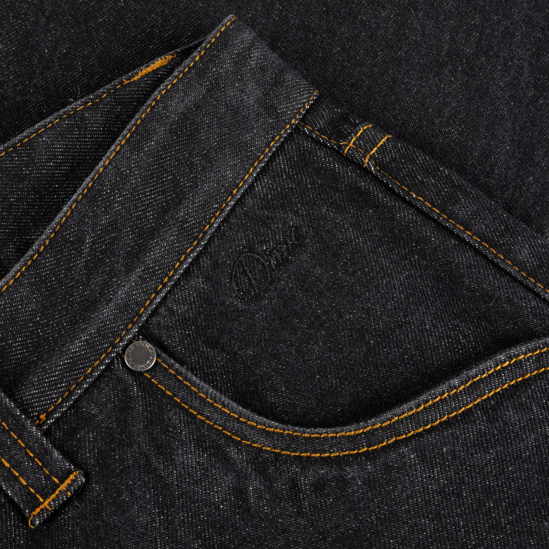 Straight Denim Pants - Black Washed