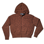 P&DF - Sweat à Capuche Zippé au Crochet - Caramel