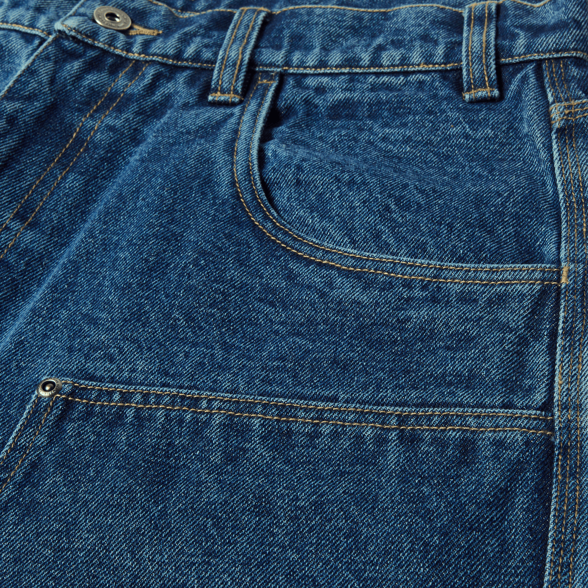 Classic H Double Knee Denim Short - Stone Wash Indigo