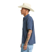 Cru Linen Blend Plaid Shirt - Dark Blue/Black Plaid