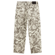 Check-5 Baggy Printed Denim Pant - Turtledove White/Walnut Brown