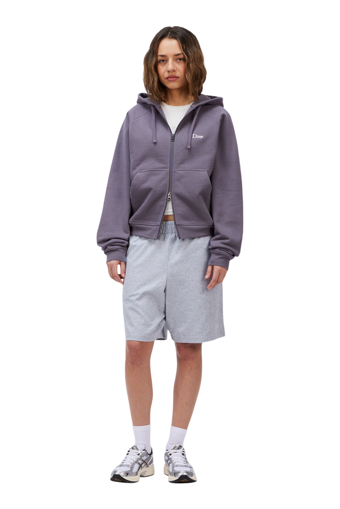 Classic Small Logo Zip Hoodie - Charcoal Grape