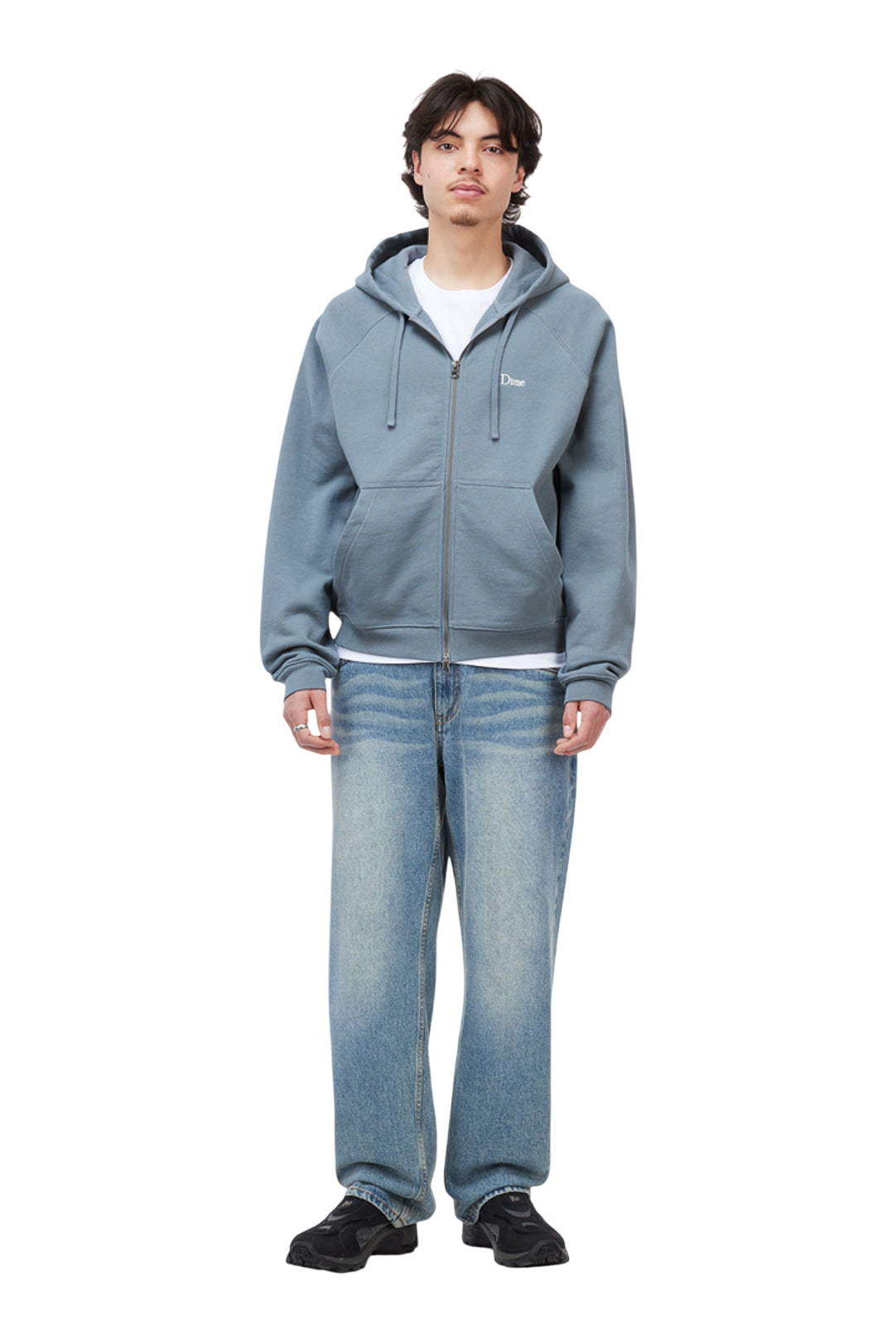 Classic Small Logo Zip Hoodie - Granite