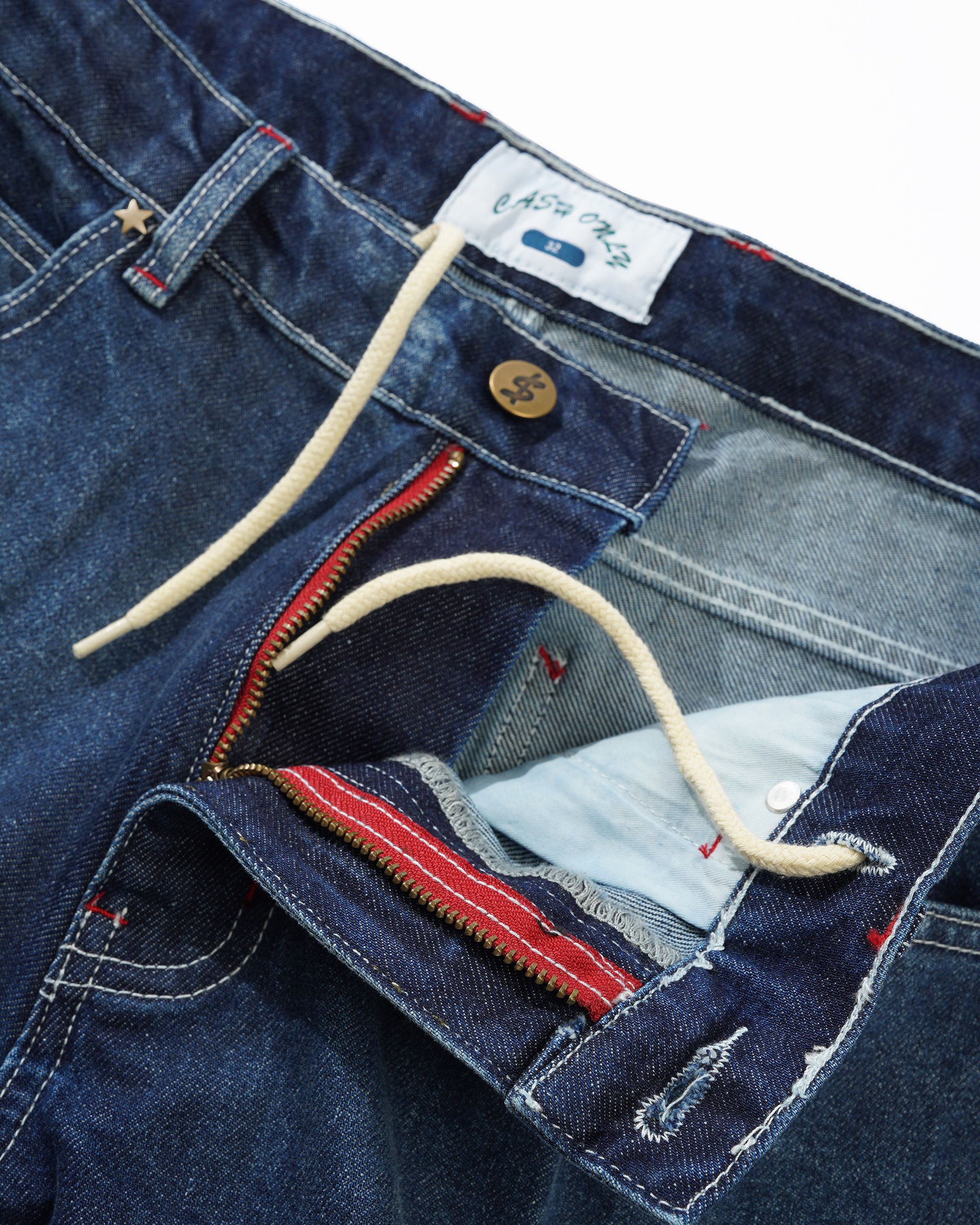 Company Short en Denim - Bleu Slub Délavé et Usé