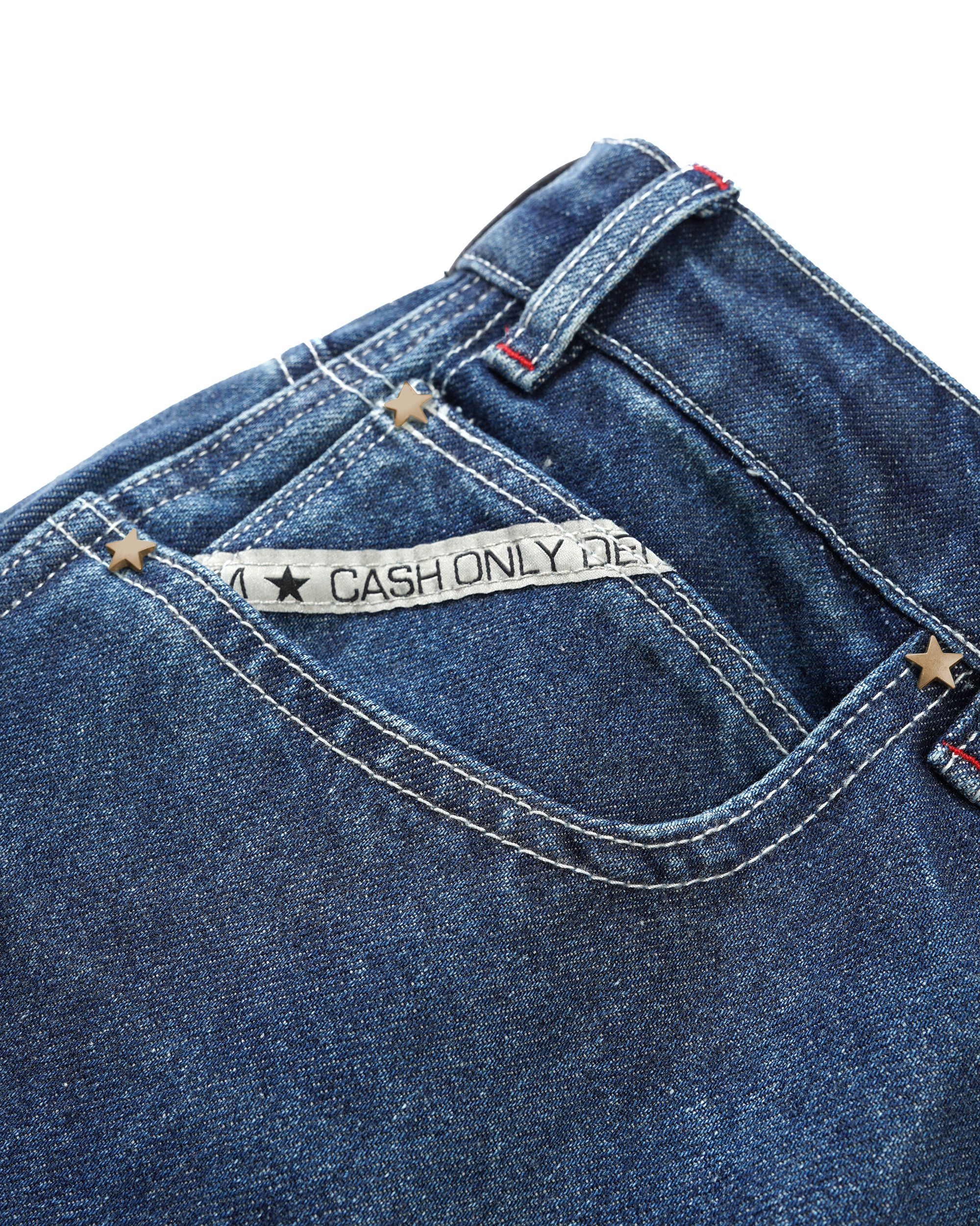 Company Short en Denim - Bleu Slub Délavé et Usé