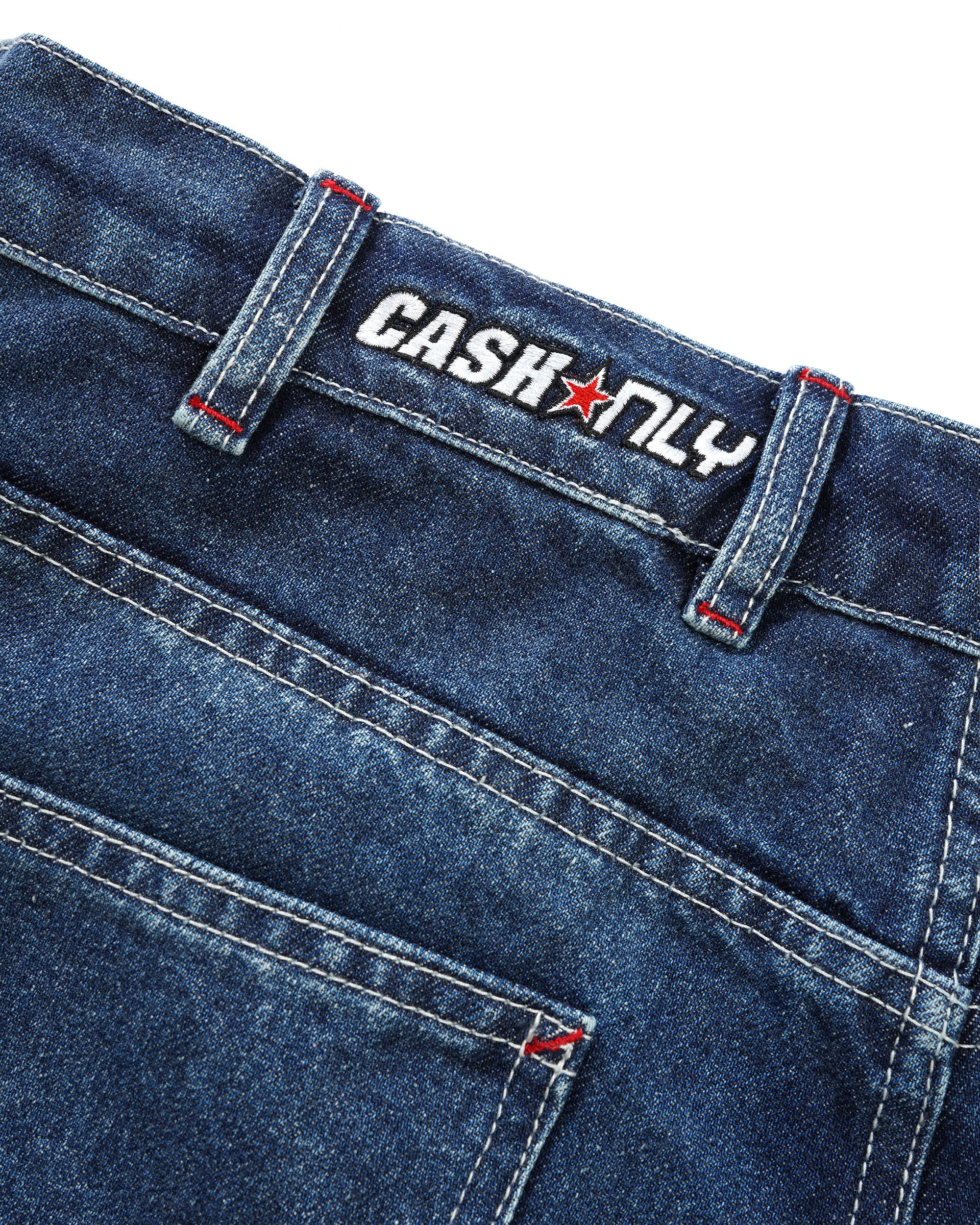 Company Short en Denim - Bleu Slub Délavé et Usé