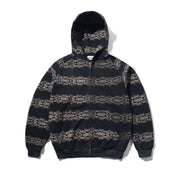 Faded Waffle Zip-Thru Hood - Washed Black