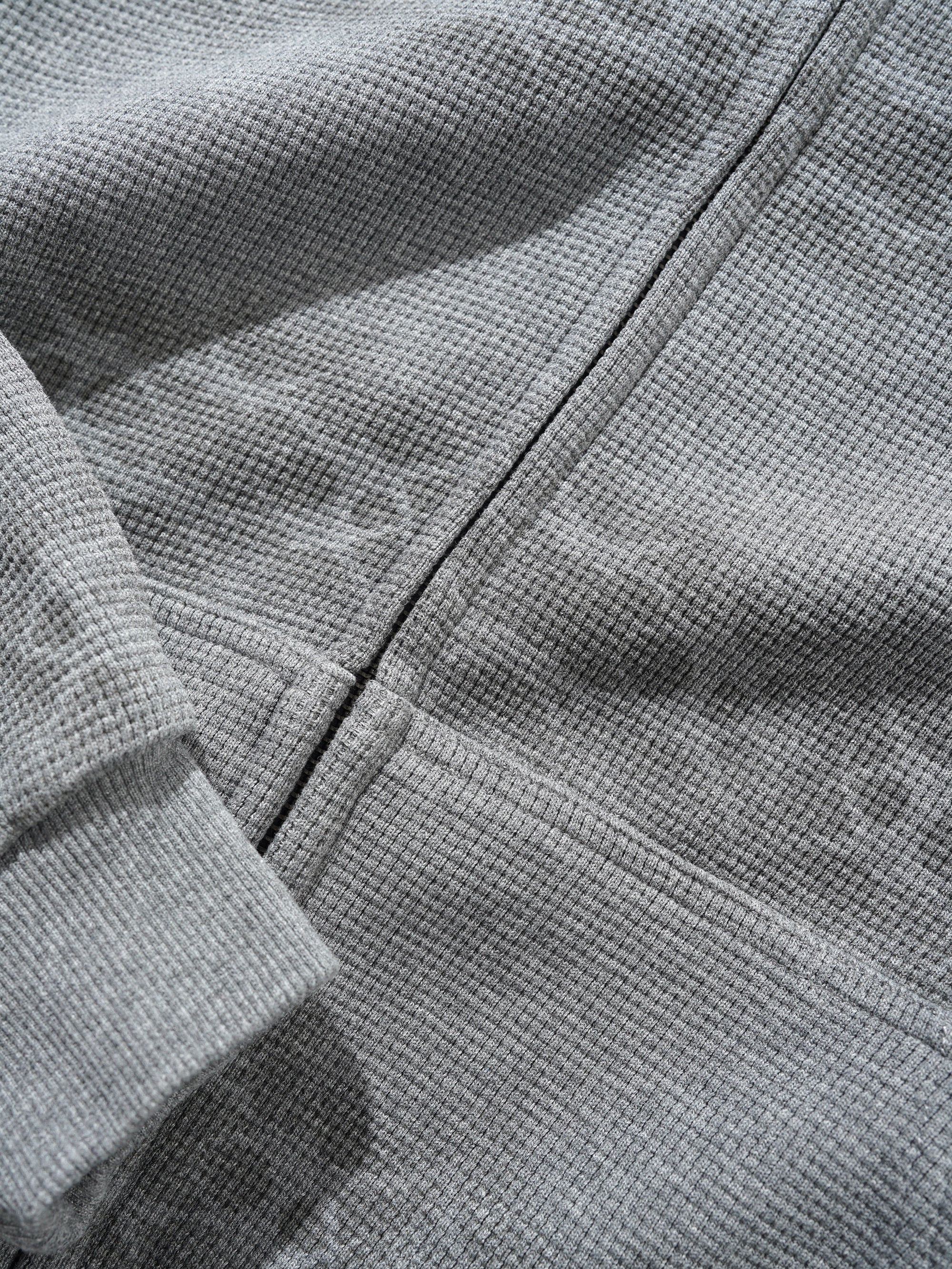 Faded Waffle Zip-Thru Hood - Washed Grey