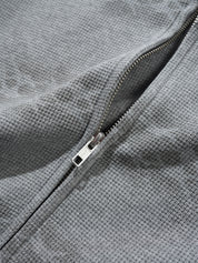 Faded Waffle Zip-Thru Hood - Washed Grey
