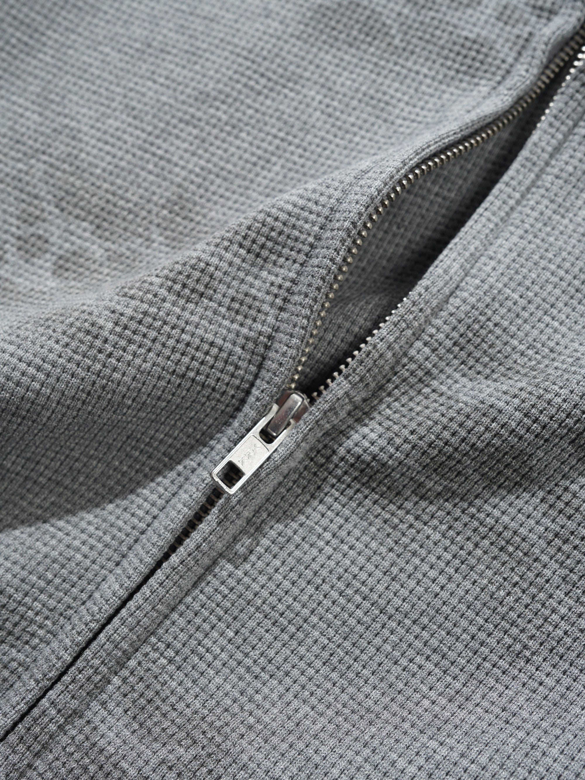 Faded Waffle Zip-Thru Hood - Washed Grey