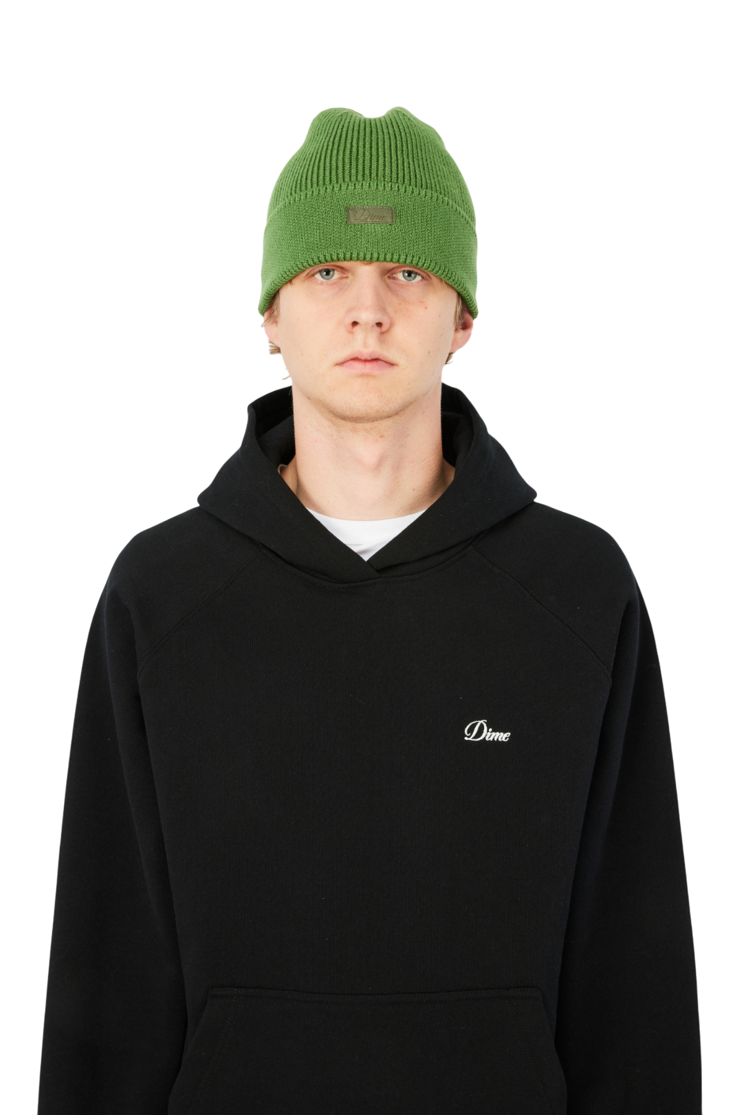 Cursive Rib Beanie - Khaki Green