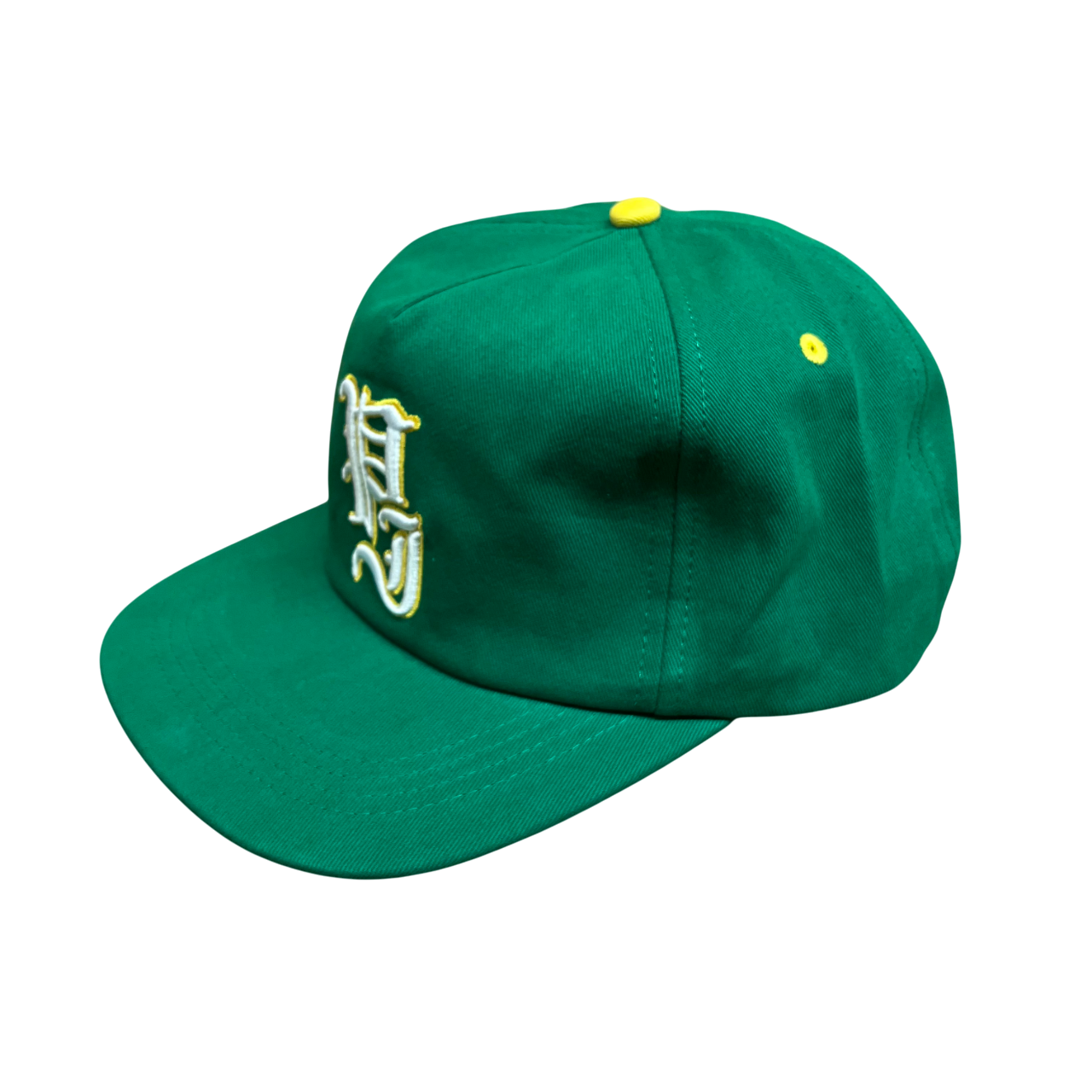 Stamp 5 Panel Snapback Cap - Green/Yellow