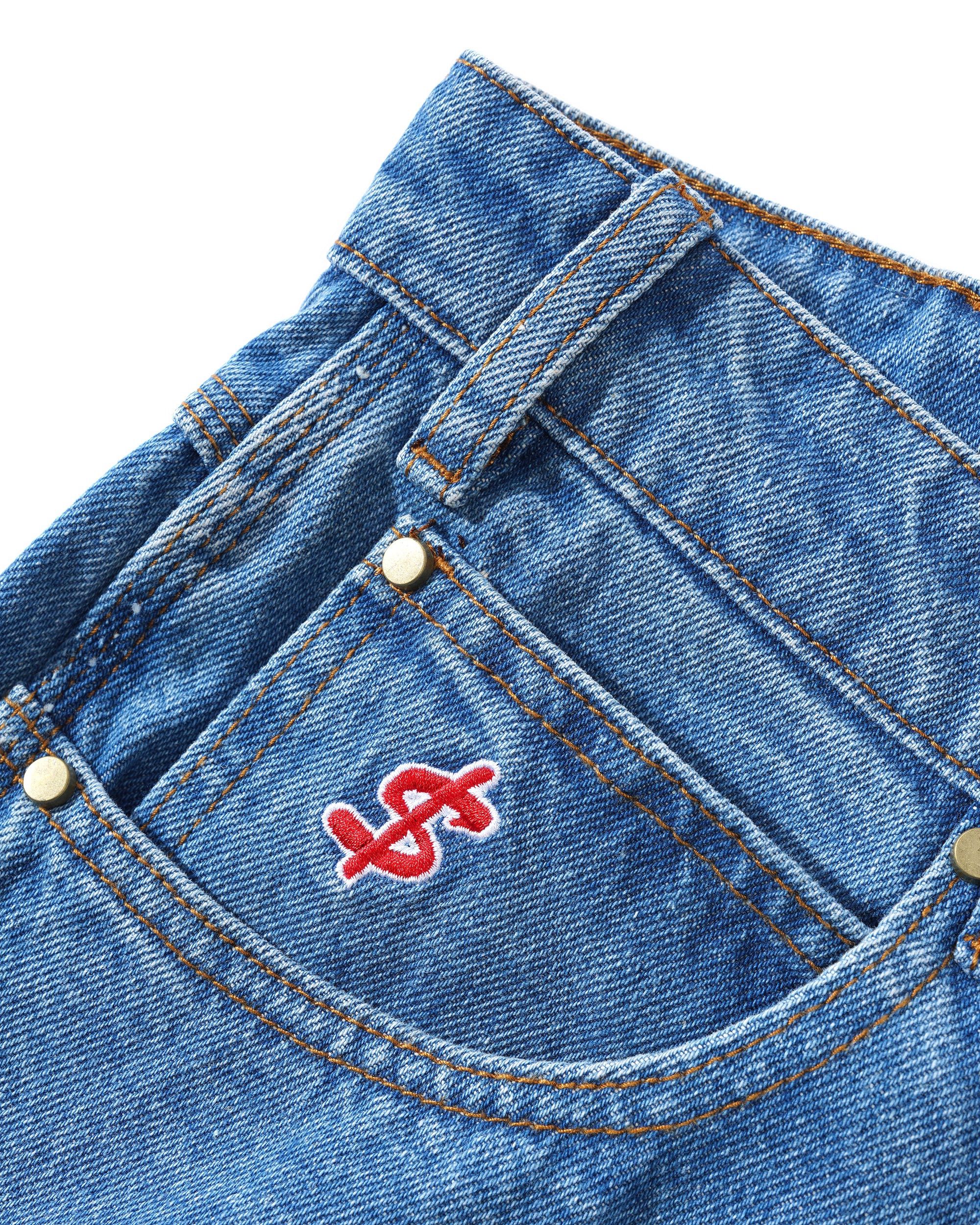 Short en Denim à Logo - Indigo Délavé
