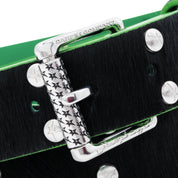 Ceinture Cloutée en Poil de Poney - Noir