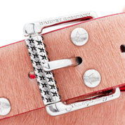 Pony Hair Studded Belt - Pink