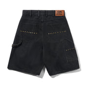 Rivet Shorts en Denim - Noir Délavé