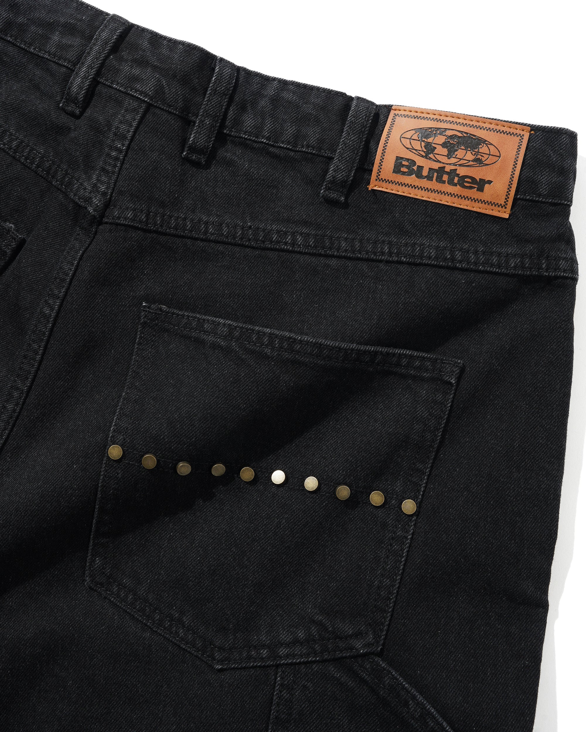 Rivet Shorts en Denim - Noir Délavé