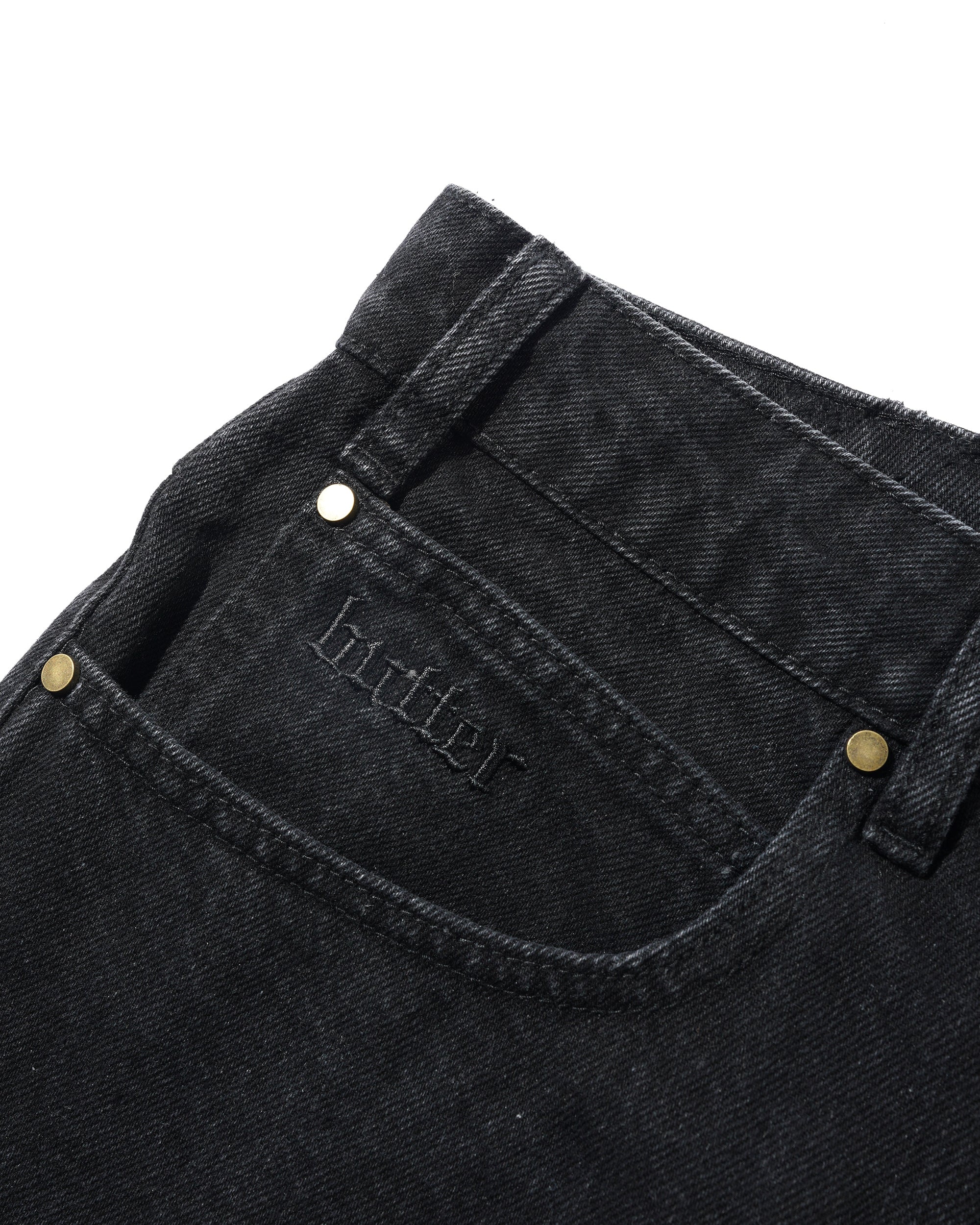 Rivet Shorts en Denim - Noir Délavé