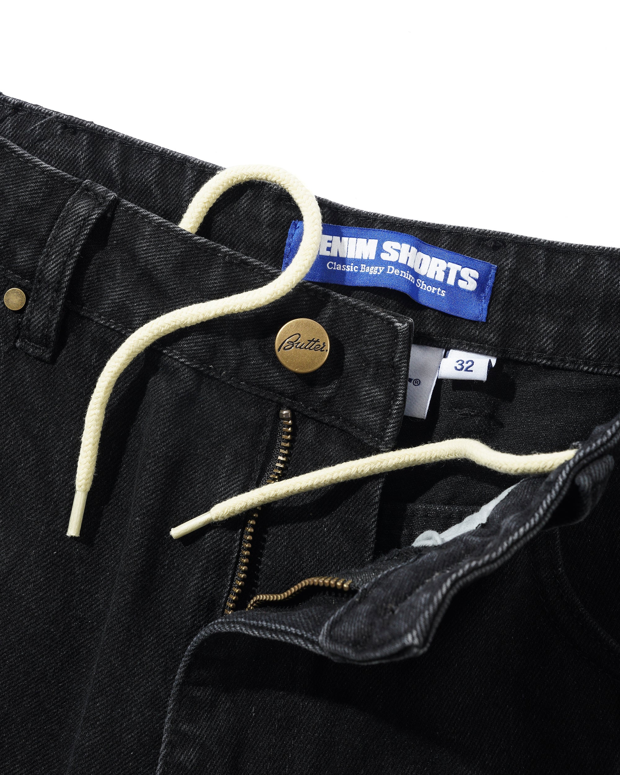 Rivet Shorts en Denim - Noir Délavé