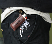 Stamp Logo Leather Embossed Lighter Case Keychain