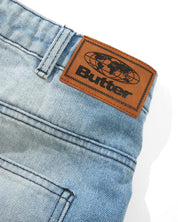 Scribble Denim Shorts - Faded Light Blue