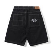 Scribble Denim Shorts - Washed Black