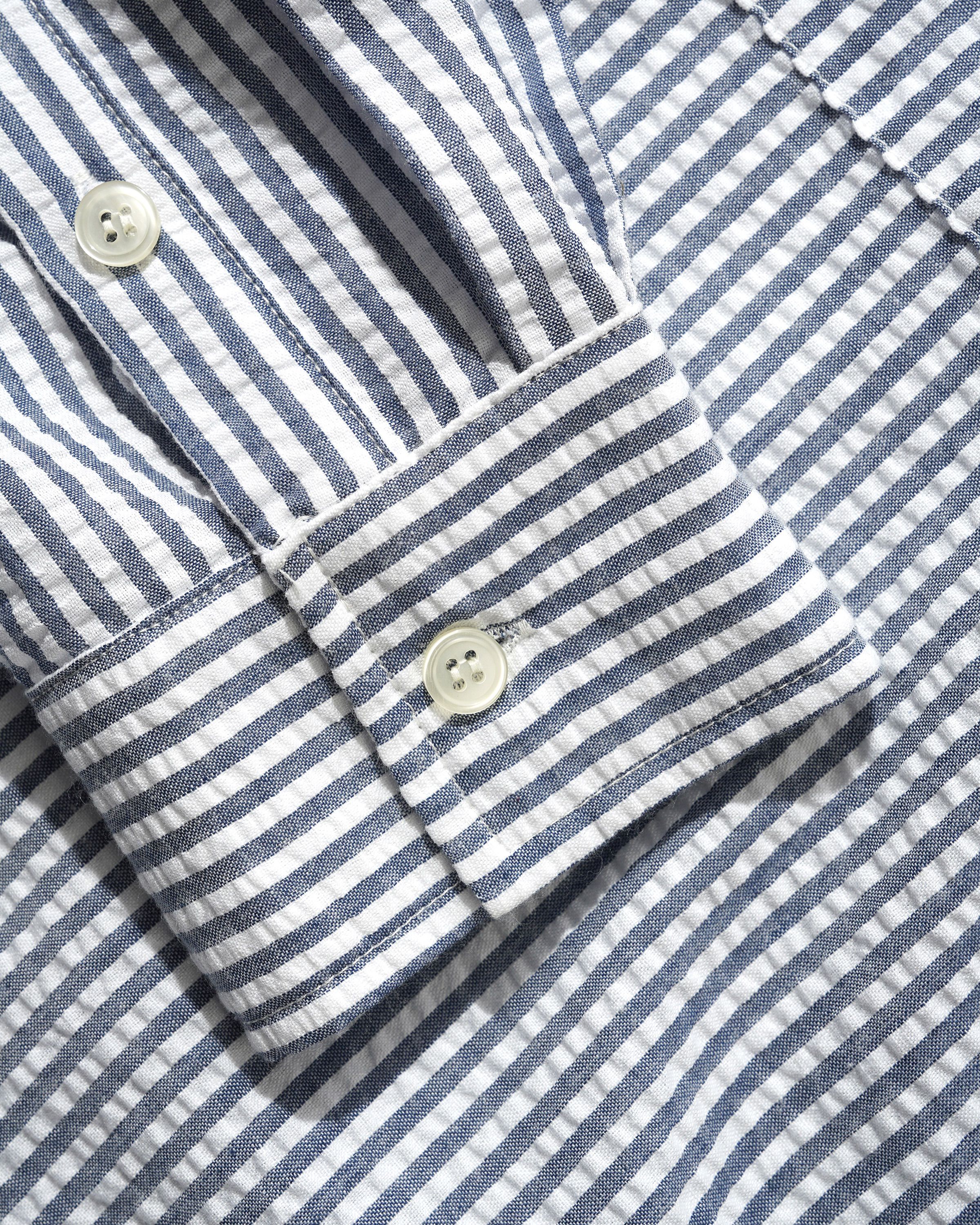 Seersucker Striped Shirt - Navy