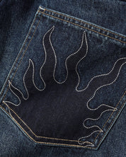 Jeans en Denim Solar Fade - Bleu Teinté Ondulé