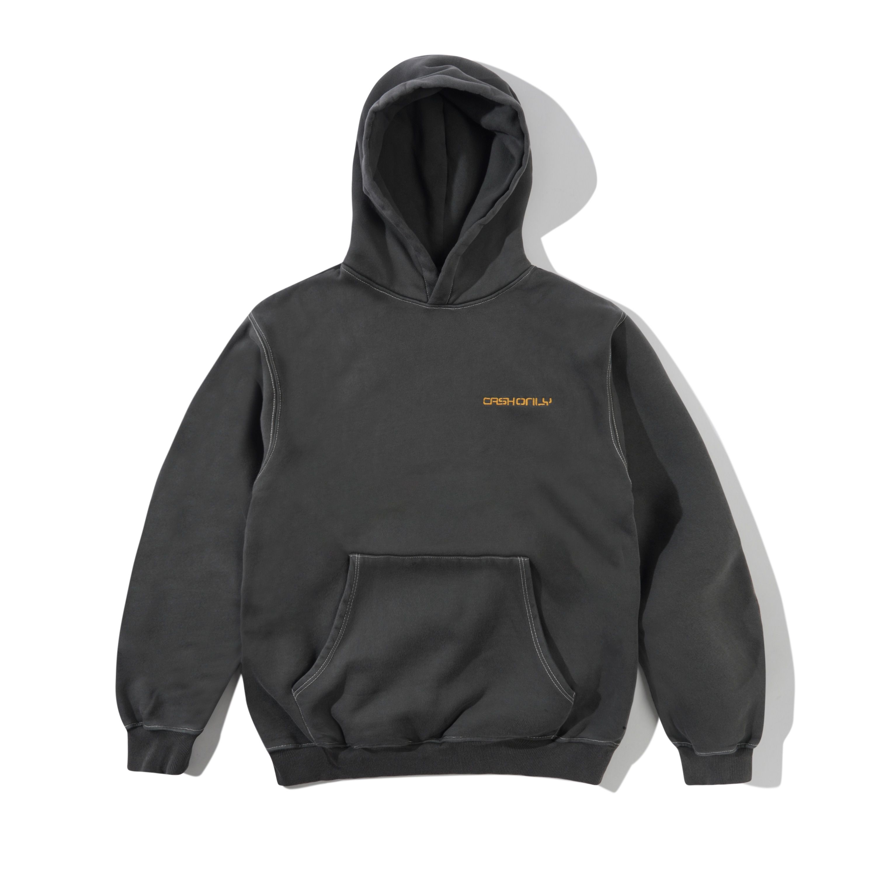 Stencil Sweat à Capuche Teint au Pigment - Noir Délavé
