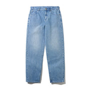 Straight Leg Denim Jeans - Distressed Indigo