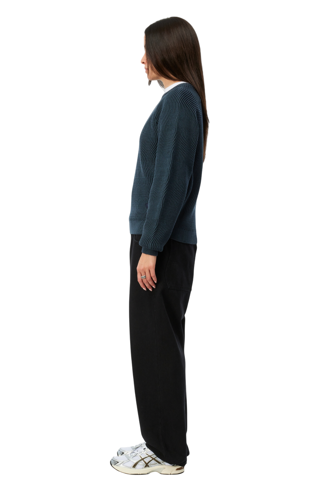 Wave Knit Sweater - Navy