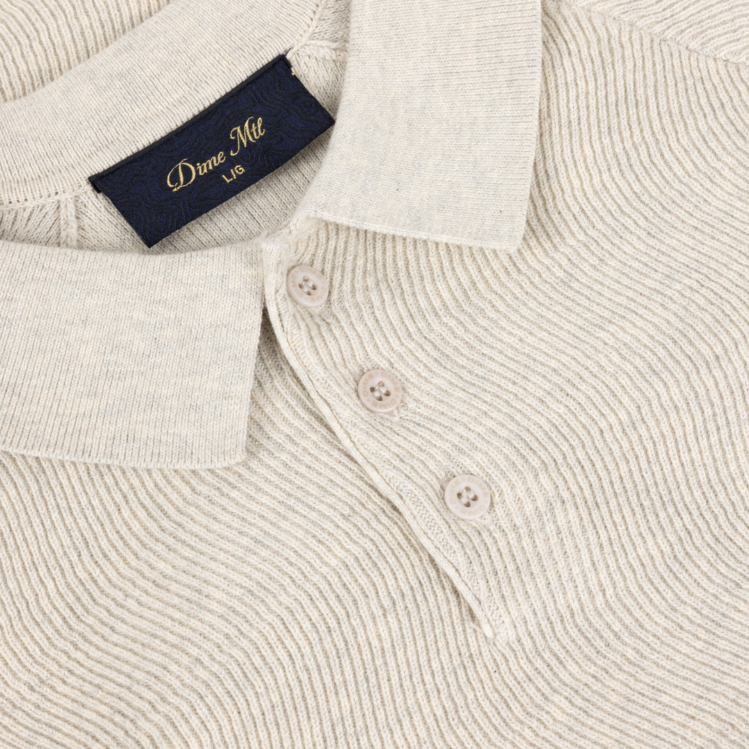 Cable Knit Polo - Oatmeal