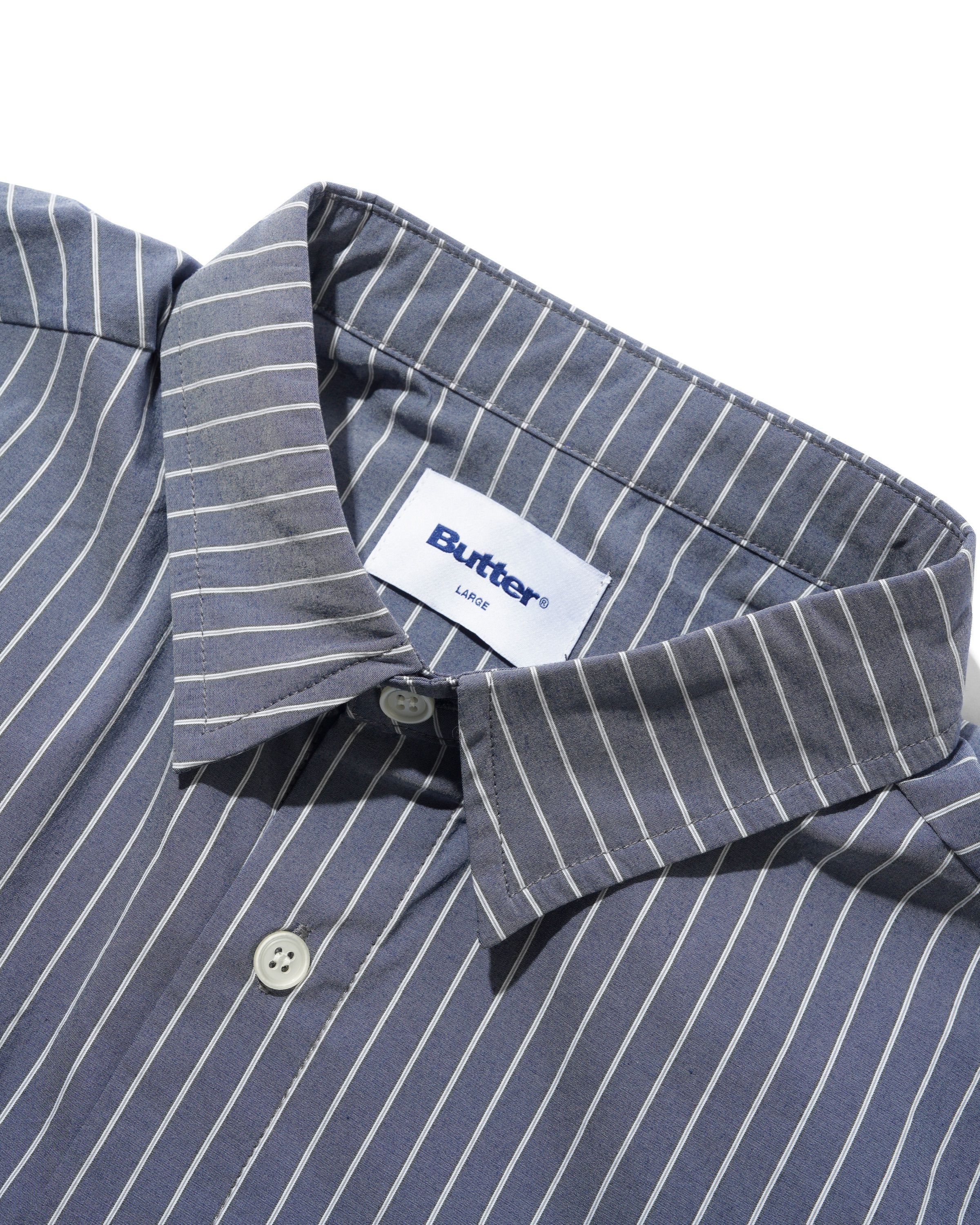 Vertical Stripe S/S Shirt - Stone Blue