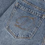 Women's Baggy Denim Pants - Indigo Washed