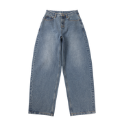 Women's Baggy Denim Pants - Indigo Washed