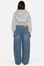 Women's Baggy Denim Pants - Indigo Washed