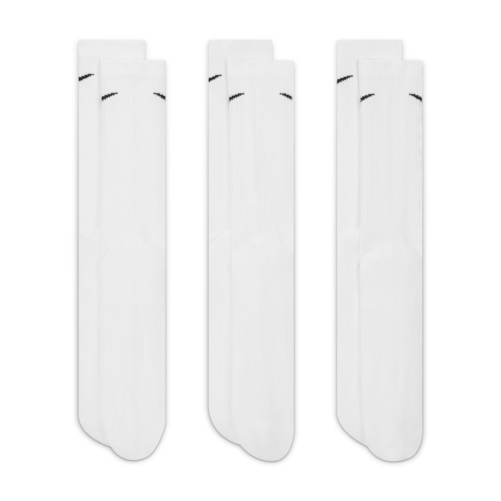 Everyday Plus Cushioned Training Crew Socks (3 Pairs) - White/Black
