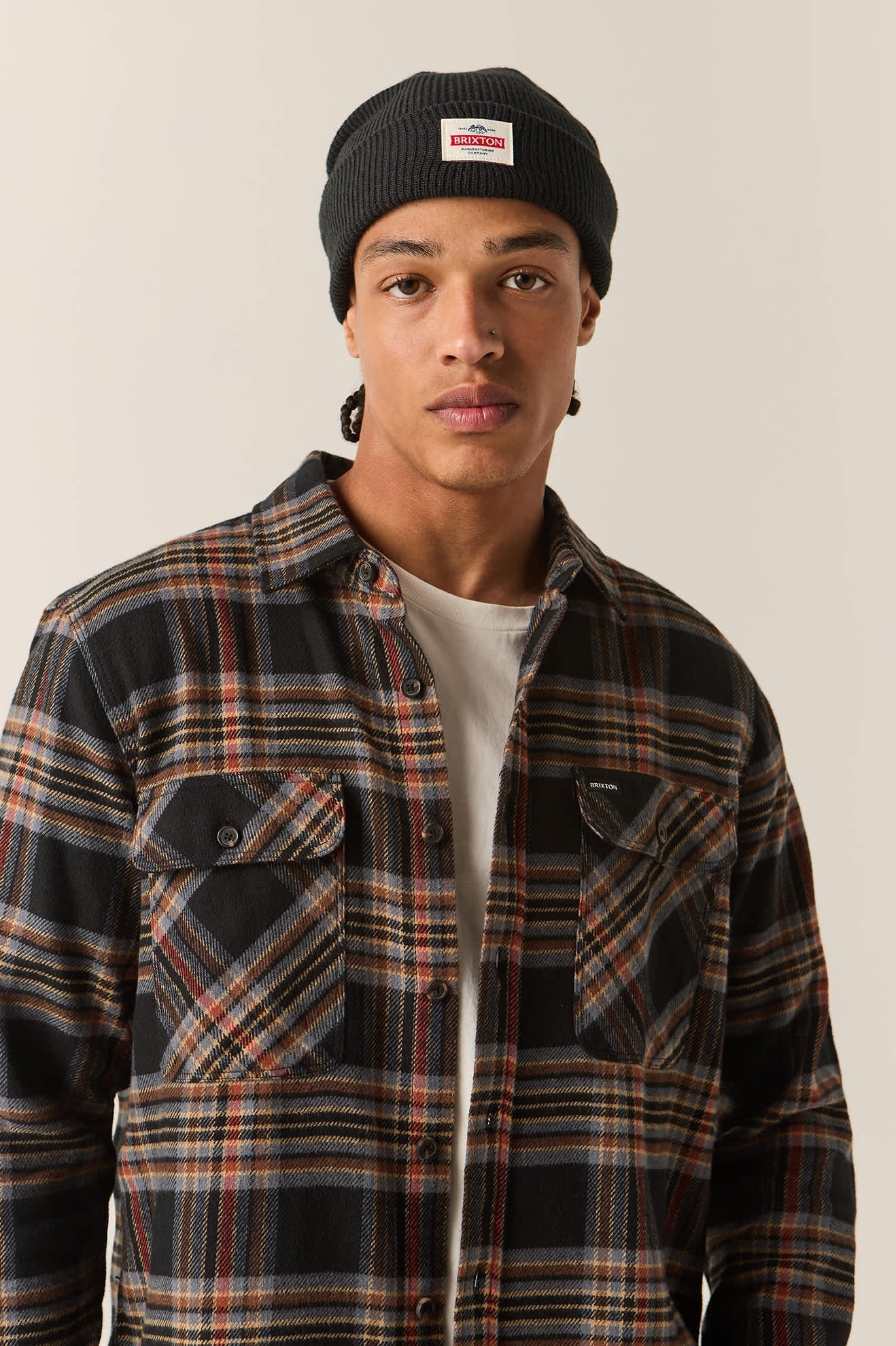 Bowery Flannel - Black/Red Earth